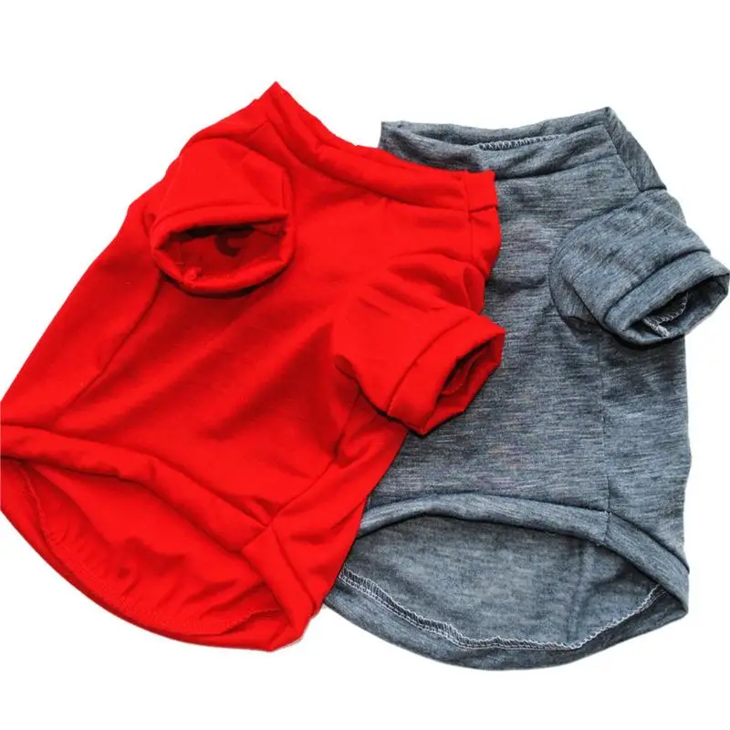 

New Pet Comfort Red And Grey T-shirt Dog Fashion Casual Letter Pattern T-shirt Pet Autumn And Winter With Sleeves Clothes