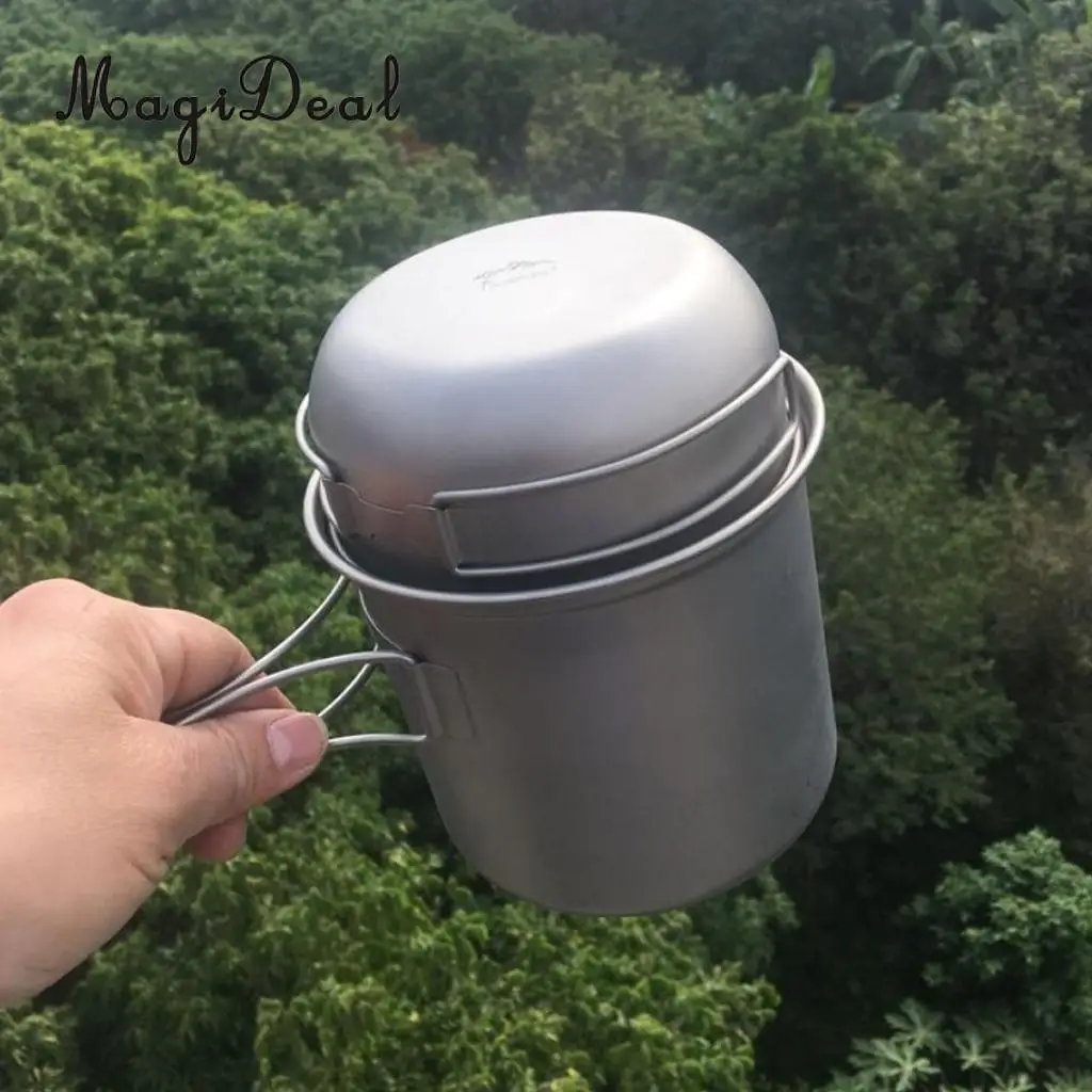 

Titanium Cooking Pot and Bowl Set Portable Lightweight Cookware with Storage Bag for Outdoor Camping Hiking Backpacking
