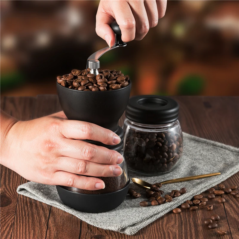  Coffee Bean Grinder, Manual Burr Coffee Grinder Hand Coffee  Mill Small Pepper Salt and Spice Grinder, Espresso Coffee Maker Grinder for  Travel and Camping : Home & Kitchen