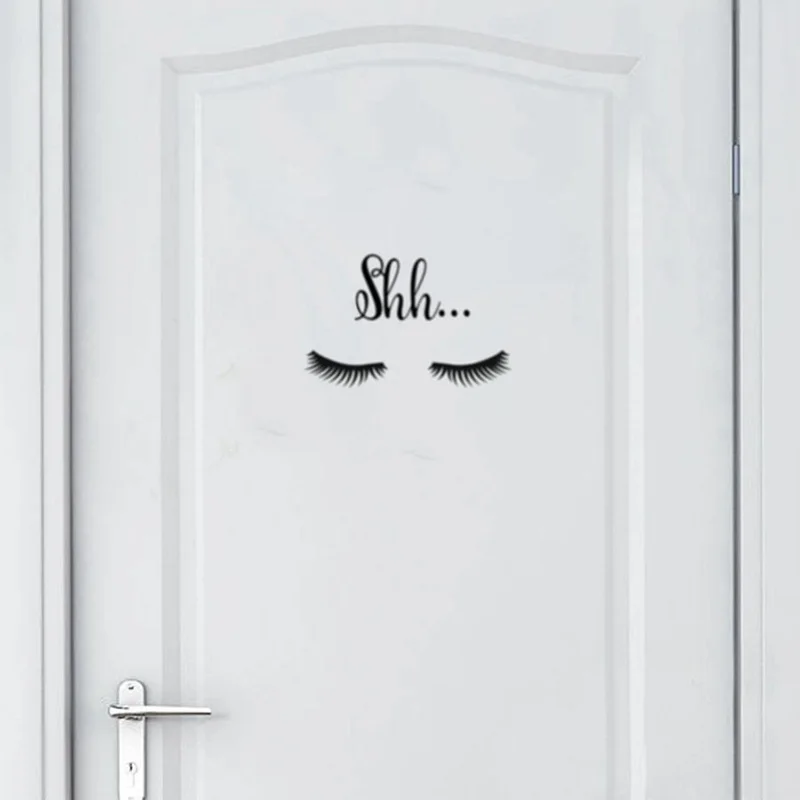 

Creative Shh Eyelash Vinyl Wall Sticker Baby Girls Room Door Decals Decoration Removable Wall Sofa Stickers Home Decor Supplies