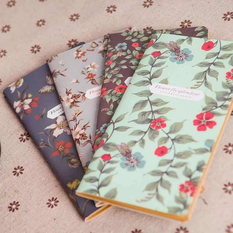 Retro Kraft Paper Notebook Blank Inner Page Notepad Flower Leather Cover Journal Notes For Students Writing Gift School Supplies |