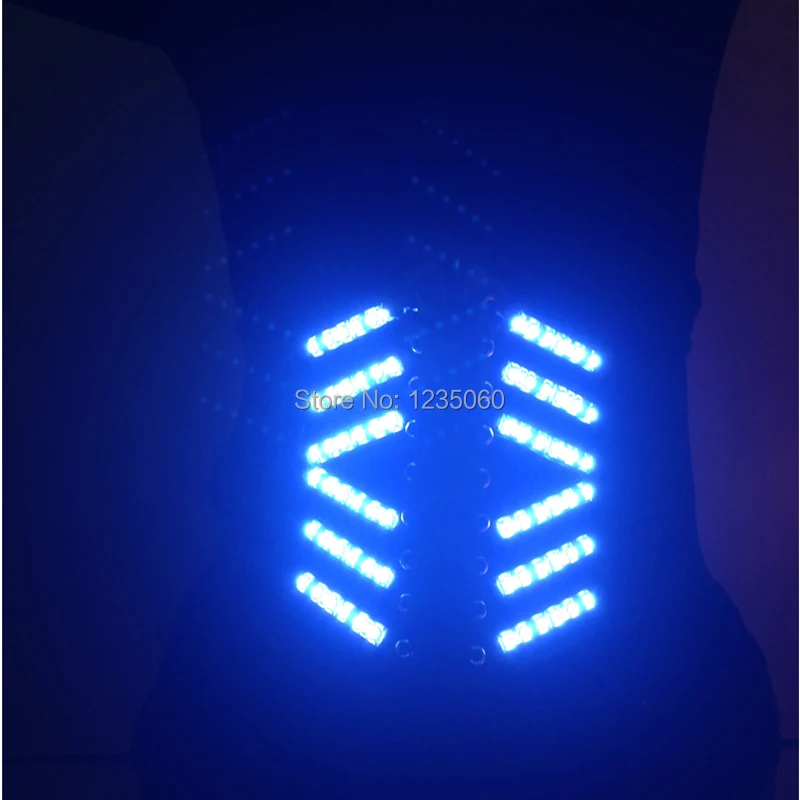 

White Color LED Sxey Women Costumes Luminous Girdle Suit Clothes For Women Flashing LED Light Party Dance Wear Club Stage Props