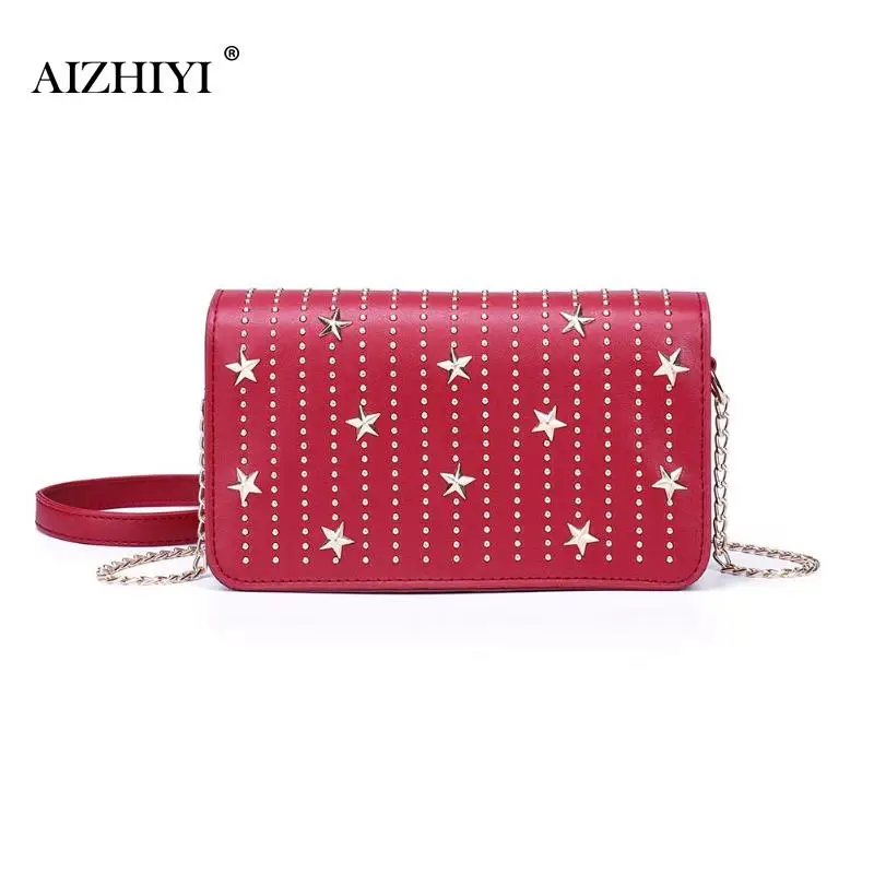 

Star Rivet Flap Shoulder Bag Girls Messenger Handbags Women PU Leather Satchel Casual Chain Crossbody Bags Bolsas Feminina Mujer