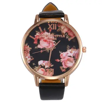 

Lvpai Women Watch Casual Flower Printed Watches Faux Leather Bracelet Roman Business Quartz Wristwatch Clock female, P086