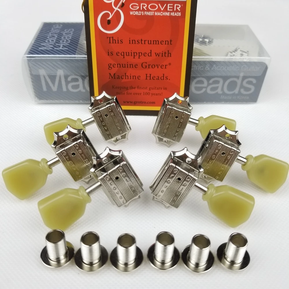 Billige Echtes Grover Tuning Pegs Deluxe Vintage Stil Gitarre Mechaniken Mechaniken Für 10mm lespaul Gitarre Chrome Silber Made in china