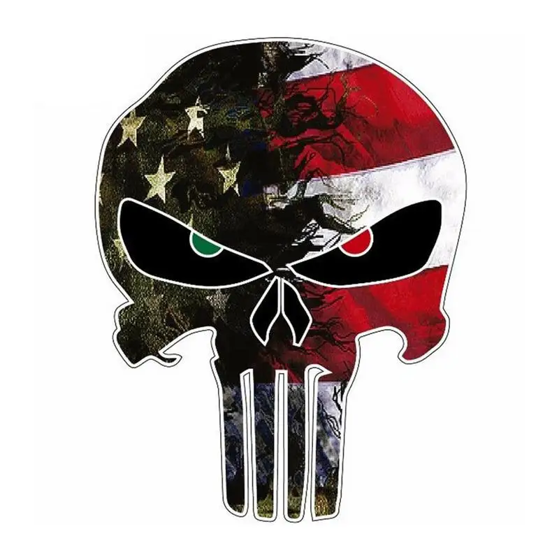 

10.8x14cm Car Sticker Creative High Quality Camo Small Punisher Skull Sunscreen Reflective Letter Auto Decal Accessories
