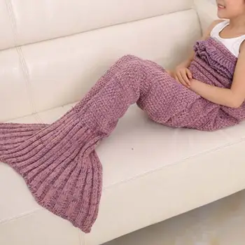 

Hot Mermaid Blanket Handmade Knitted Sleeping Wrap TV Sofa Mermaid Tail Blanket Kids Adult Baby crocheted bag Bedding Throws bag