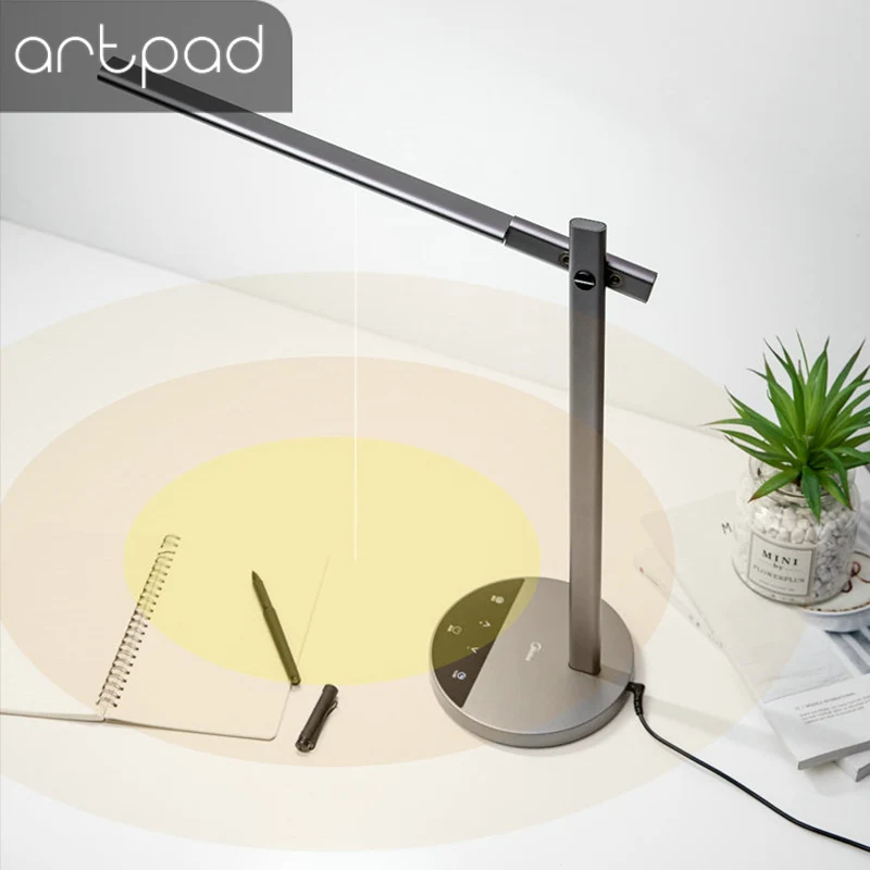 

Artpad Eye Care Modern Desk Lamp Touch Button 15 Levels Brightness Dimmer LED Reading Desk Table Lamp with Timmer Black