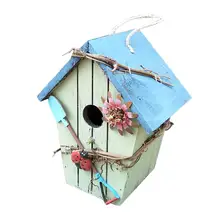 Деревенский садовый деревянный дом ручная роспись Птичье гнездо садовое растение аксессуары ручная роспись твердой древесины дома акценты цветочный птичий домик