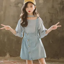 Новинка года; повседневные синие джинсовые юбки на пуговицах для маленьких девочек; Джинсовая летняя юбка на подтяжках; одежда для детей; юбка для малышей