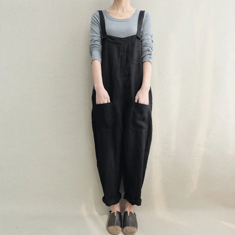 2019 Xnxee Summer Women Strappy Pockets Casual Solid Dungarees Cotton Linen Long Jumpsuits Loose Bib Overalls Rompers Plus Size 2019 Xnxee Summer Women Strappy Pockets Casual Solid Dungarees Cotton Linen Long Jumpsuits Loose Bib Overalls Rompers Plus Size