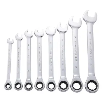 

8pcs/set 8-19mm Quick Ratchet Wrench Set Spanner Vehicle Repair Tool Kit Wrenches Set Household Metalworking Hand Tool Accs