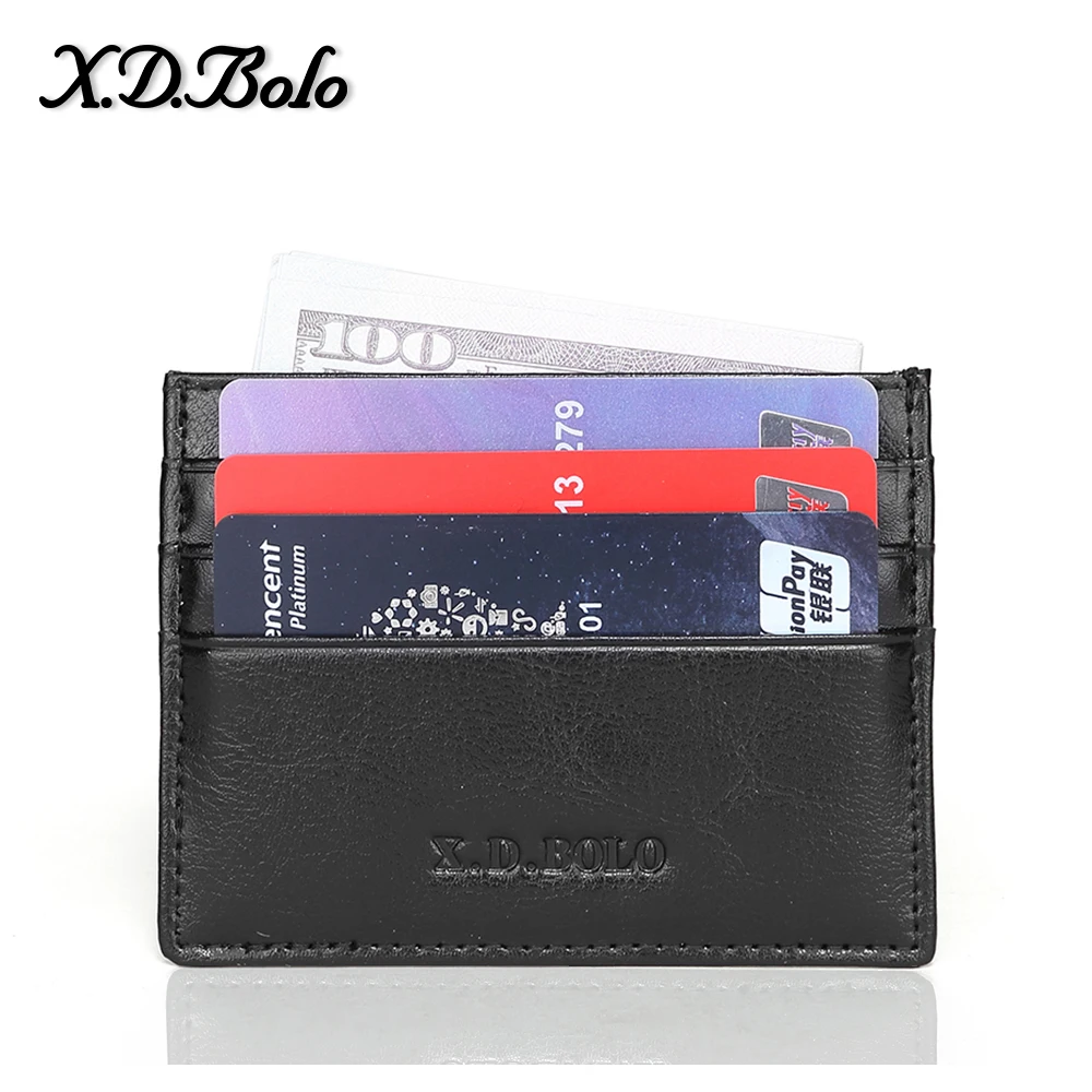 

X.D.BOLO Slim Wallet Leather Mens Wallets Credit Card Holders Mini Genuine Leather Men Purse Wallet with Coin Pocket