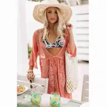 

Women's Sexy Bikini Cover Up Swimsuit Swimwear Summer Hot Female Lace Long High Waist Beach Shirt Dress Bathing Suit A