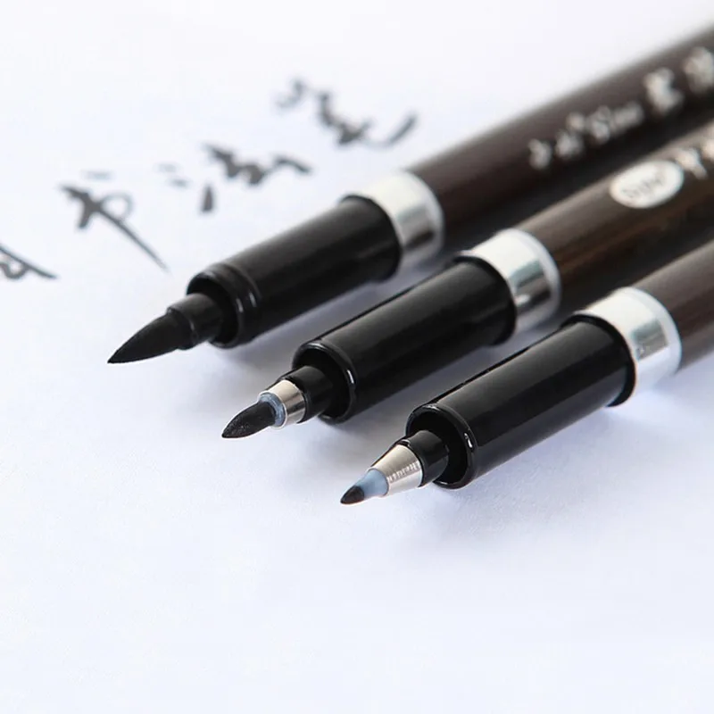 

3 pcs/Lot Calligraphy pen Japan material brush for signature Chinese words learning Stationery school supplies papelaria 04315