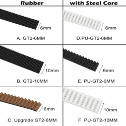 Durable GT2 Timing Belt with Steel Core - 6mm/10mm Width - A (10M)