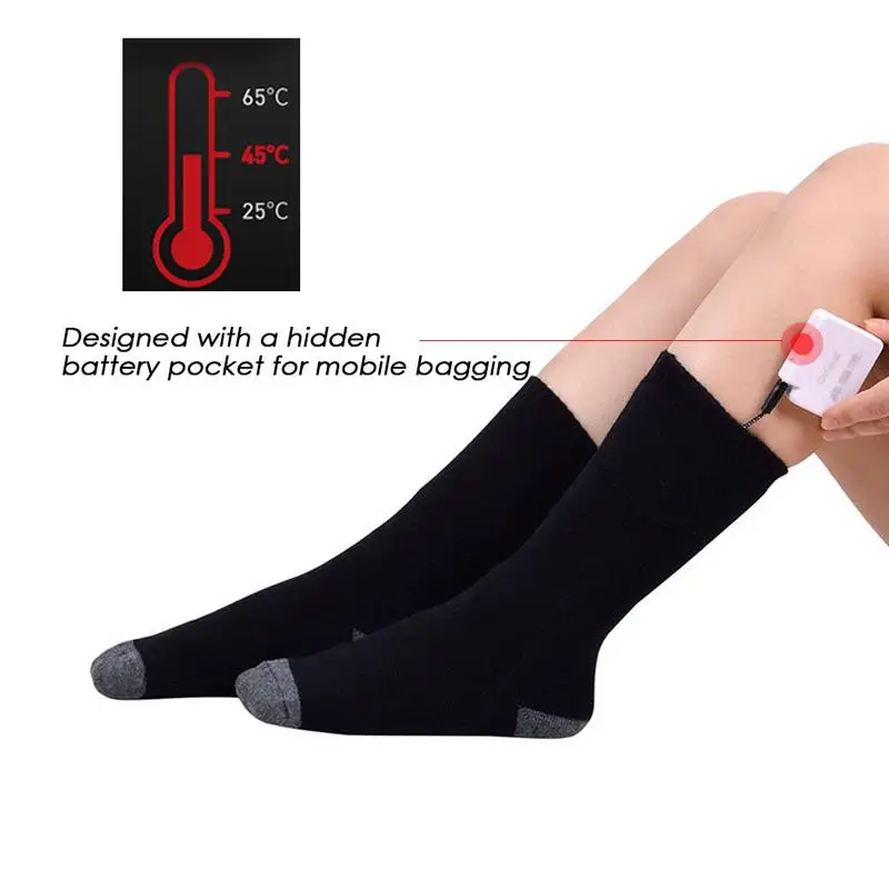 Перезаряжаемые теплые зимние носки с подогревом, регулируемая температура, литиевая батарея, инфракрасное Отопление, уличные спортивные лыжные носки