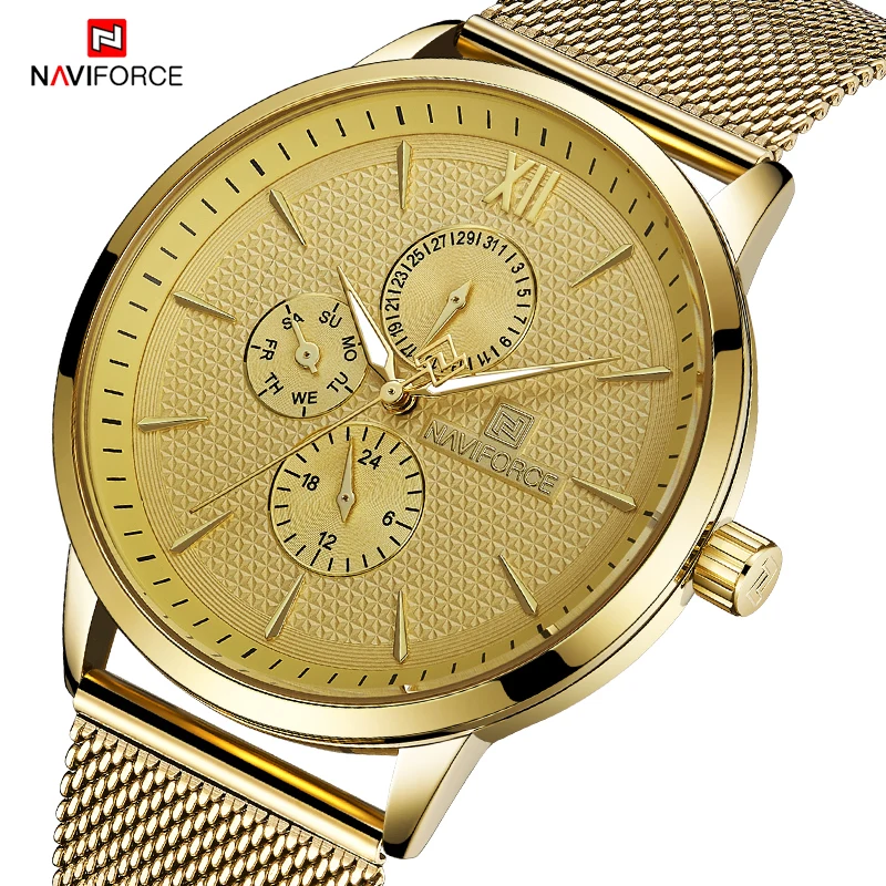 

NAVIFORCE Top Brand Men Fashion Gold Creative Watches Luxury Waterproof Military Male Business Quartz Watch Relogio Masculino