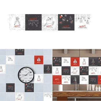 

100x20cm Christmas Removable Decorative Tile Stickers Wall Decal Wallpaper for Bathroom Living Room Bedroom Kitchen