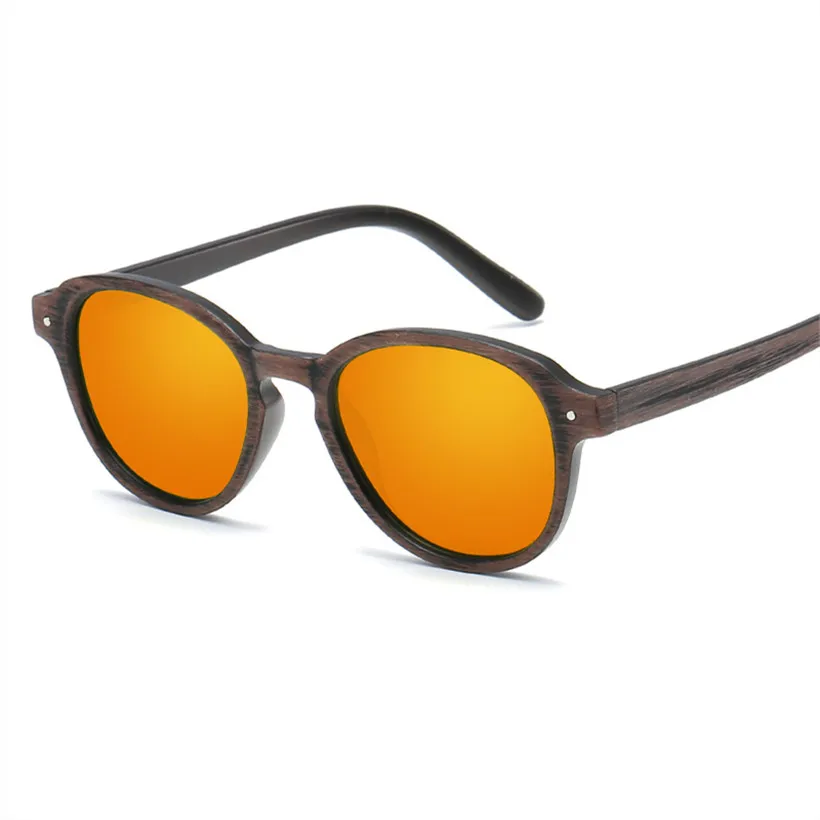 

NYWOOH Vintage Men Sunglasses Mirror Coating Sun Glasses Male Retro Wood Grain Frame Eyewear UV400