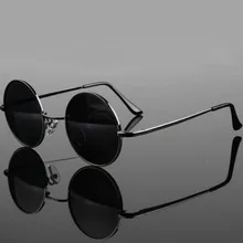 Мода шоу стиль очки настоящие поляризованные солнцезащитные очки винтажные Круглые Солнцезащитные очки Uv400 черные линзы