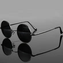 ¡Moda 2019! gafas de sol estilo espectáculo gafas de sol polarizadas reales Vintage gafas de sol redondas lente negra Uv400