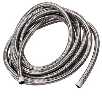 

8 AN Stainless Steel Braided Fuel / Oil Line Hose AN8 Silver 20 Feet