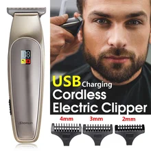 Профессиональный светодиодная подсветка электрический быстро Перезаряжаемые волос триммер с 3 ограничивающие насадки Беспроводная Машинка для стрижки волос бритвы зарядка через usb мощный