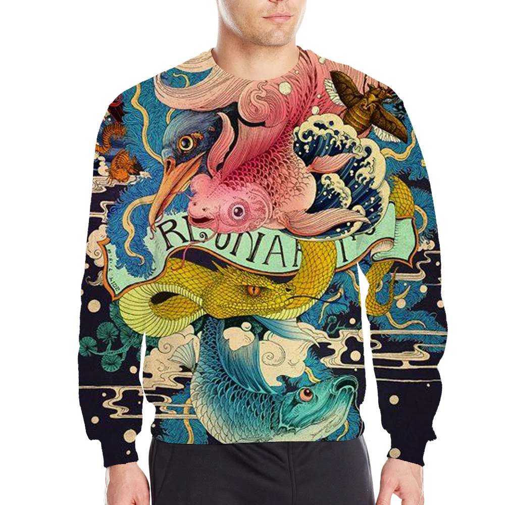 Hot Luck Koi Hoodie Sweatshirts Men Teens Boys Girls Tracksuits Chinese style Long Sleeve Hipster Streetwear Sweatshirt Oversize