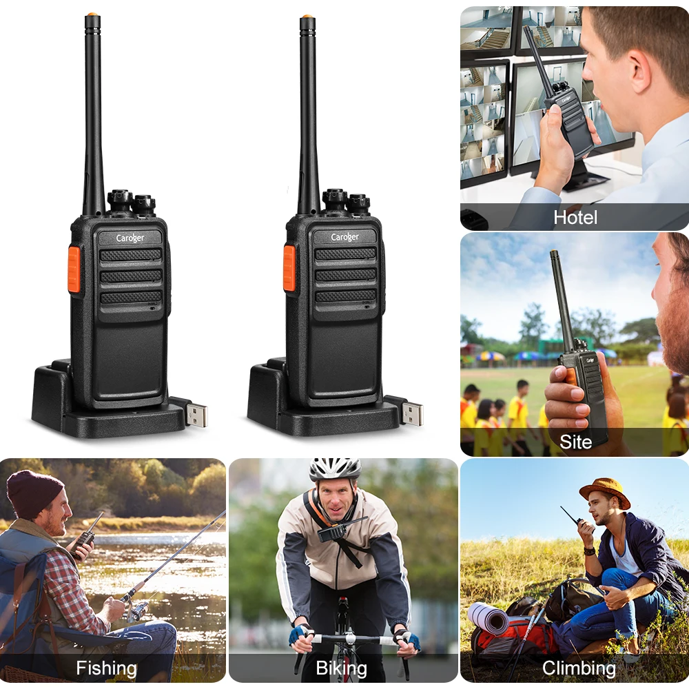 

Floureon A5 16 Channel Walkie Talkie PMR 446MHZ License-Free Two Way Radio Rechargeable LED Light Mobile Radio EU Plug 4 PCS