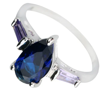 

Pear Bule Stone 6*9mm Semi-precious Stone Sterling Silver AiMolies Ring Q0008L