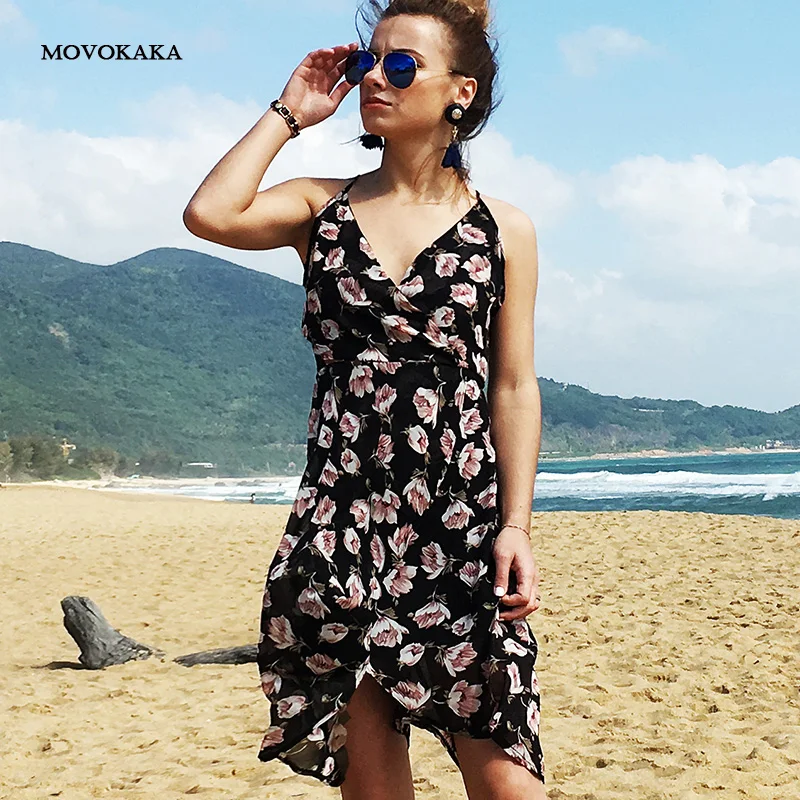 

Newest Chiffon Halter Beach Dress Women Plus Size Flower Casual Long Dresses Elegant Summer Dress Sexy Dresses Women Party Night