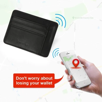 

Unisex Genuine Leather Anti Lost Card Bag Wallet Smart Bluetooth Zipper Purse Anti-Thief Map Card Holders GPS Male Card Holders