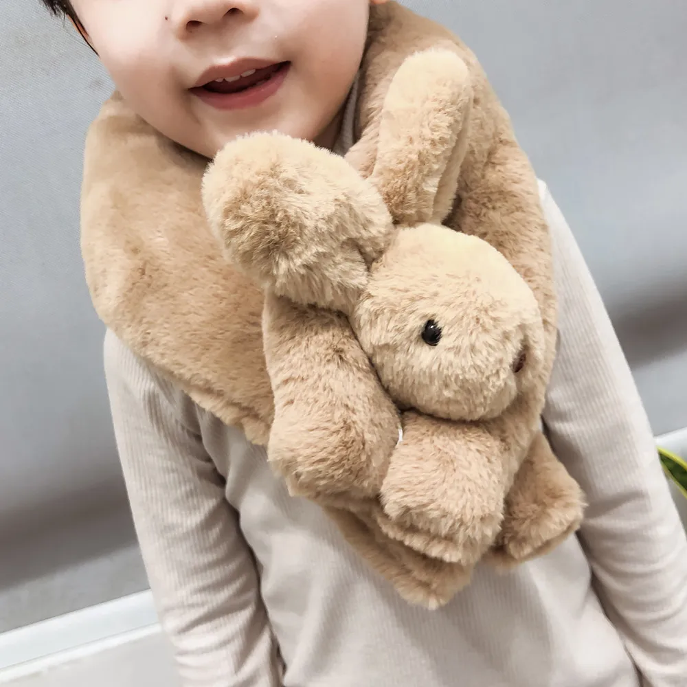 Детский имитирующий шарф для волос кролика Рекс, имитирующий объемный кроличий утепленный шарф
