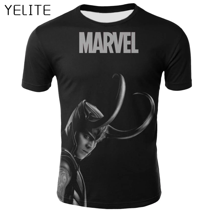 

YELITE Marvel Avengers Tshirt Thor The Dark World Loki T Shirt 3D Print T-shirts Fashion Cool Shirt Men Streetwear Style Tops