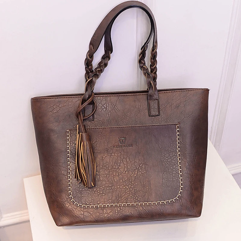 كبير أعلى-حقائب بيد حقيبة نسائية صغيرة حقيبة يد جلدية السيدات جديد أزياء شرابة Sac الإناث كبيرة حقائب النساء حقيبة كتف