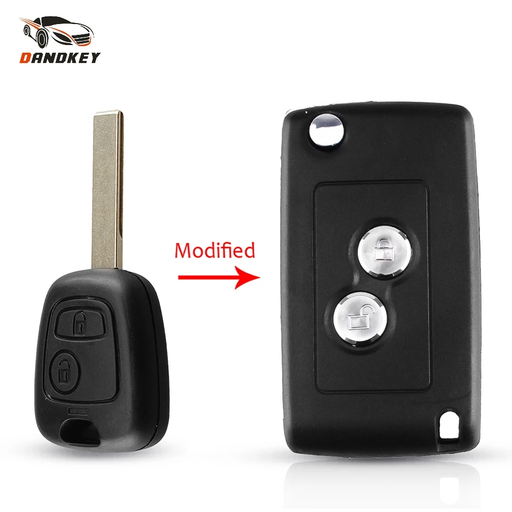 Dandkey Modificato 2 Pulsante Hu83 Lama Piegante Di Vibrazione Caso Chiave Fob Borsette Per Citroen C2 C3 Xsara Picasso Per Peugeot 206 306 406 Chiave
