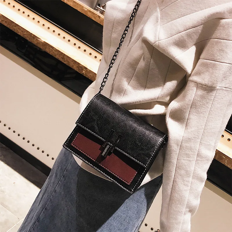 

2019 Spring Summer Trend New Women Bags Scrub Wild Chain Small Square Bag Fashion Lock Single Shoulder Messenger Travel Bag
