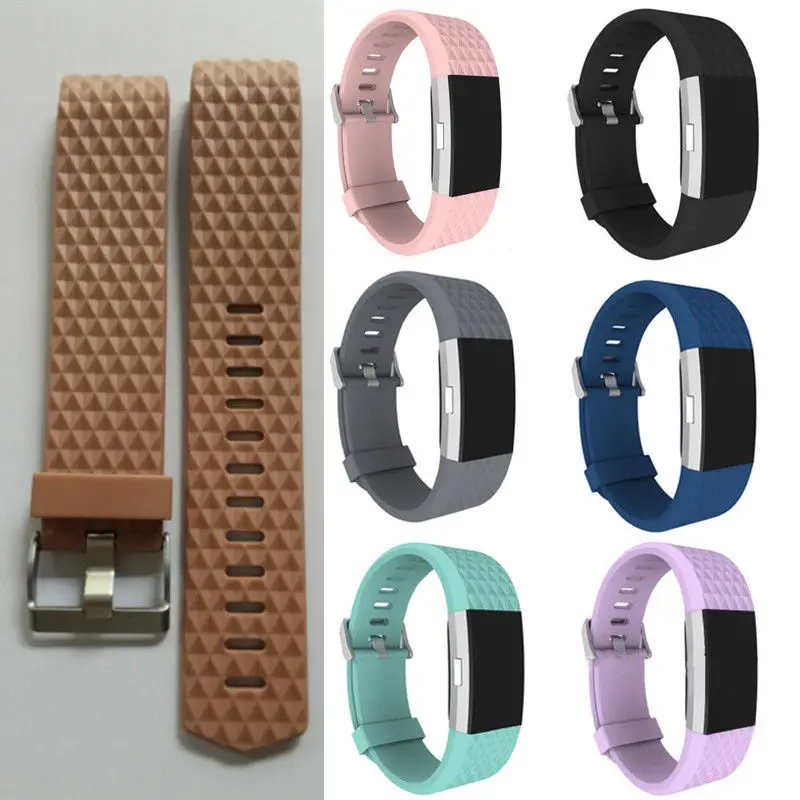 

7 pack Large Replacement Silicone Wristbands For Fitbit Charge 2 Bands Strap