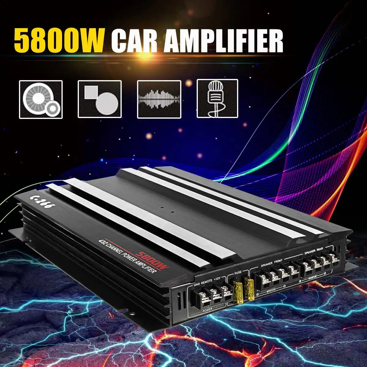 Aureed 5800W amplificateur de voiture multicanal En alliage d