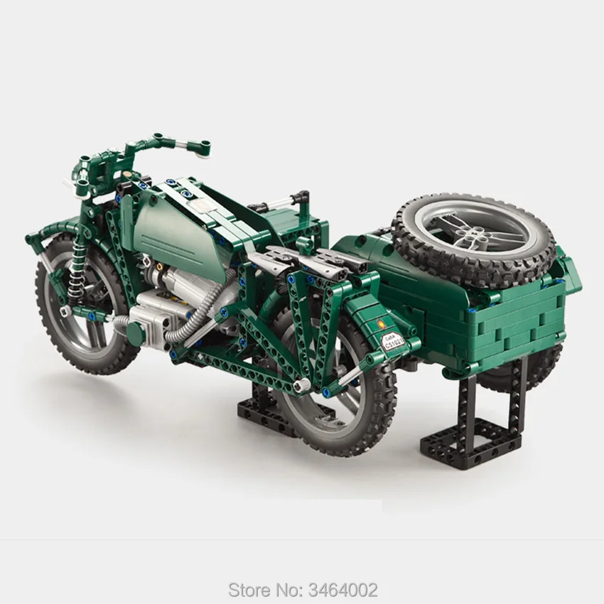 629PCS RC Motorcycl Motorbike Building Block set 2pcs Motors Rubber Wheel Brick Compatible Legoes Technic Series WarII Toys Gift