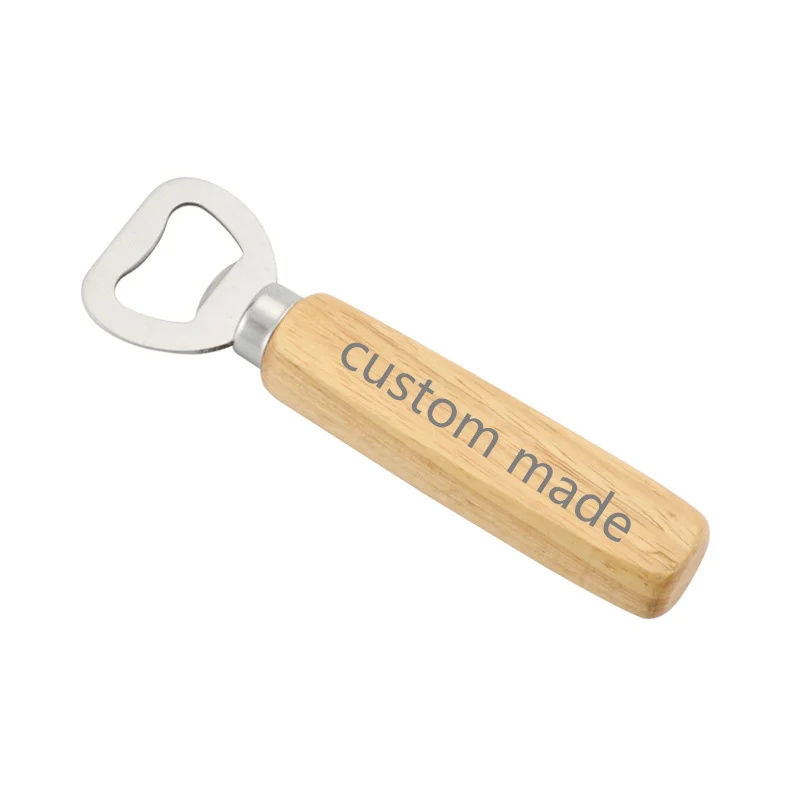 

100pcs eco-friendly Wood Handle Beer Bottle Opener Groomsmen Gift Custom Wedding Gift Soda Bottle Starter logo printing design