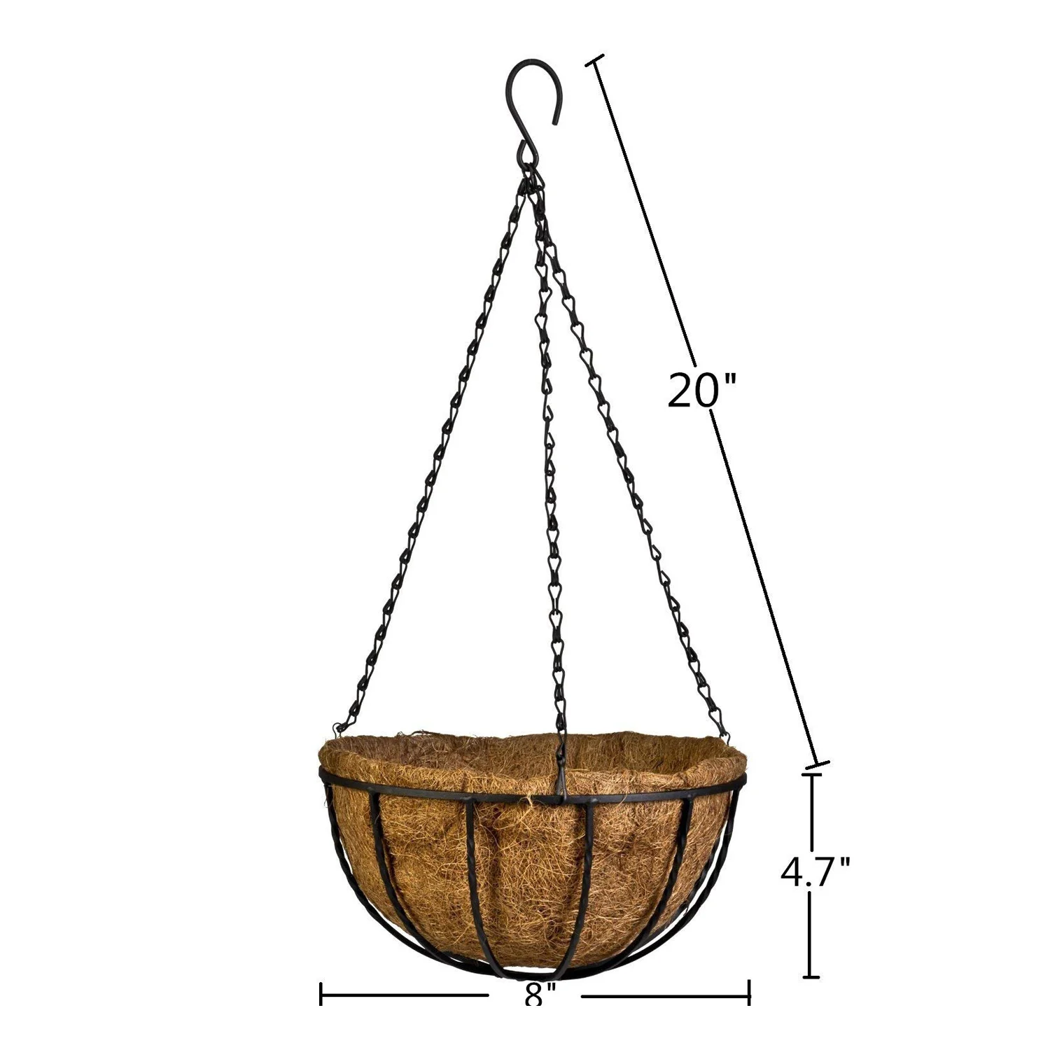Промо-акция! 8 дюймов черные садовые висячие корзины плантатор с цепочкой цветочный горшок для растений домашний сад оформление балкона