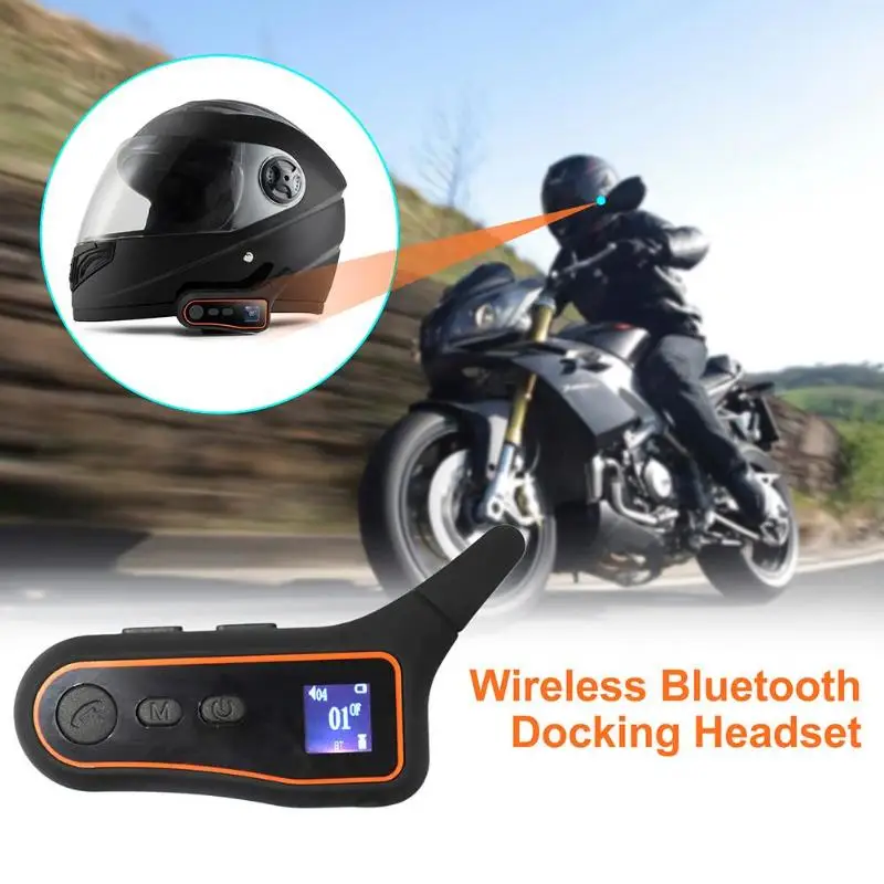

VODOOL 3KM Motorcycle Helmet Bluetooth Headset Intercom IP66 Waterproof LCD Digital Wireless Interphone MP3 For Unlimited Riders
