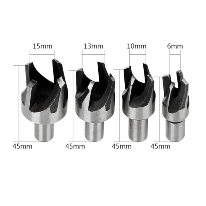 

4pcs Straight Tapered Dowel Tool Set Steel Woodwork Cutting Tool 22mm 19mm 16mm 13mm Wood Plug Claw Cork Drill Cutting Drill Bit