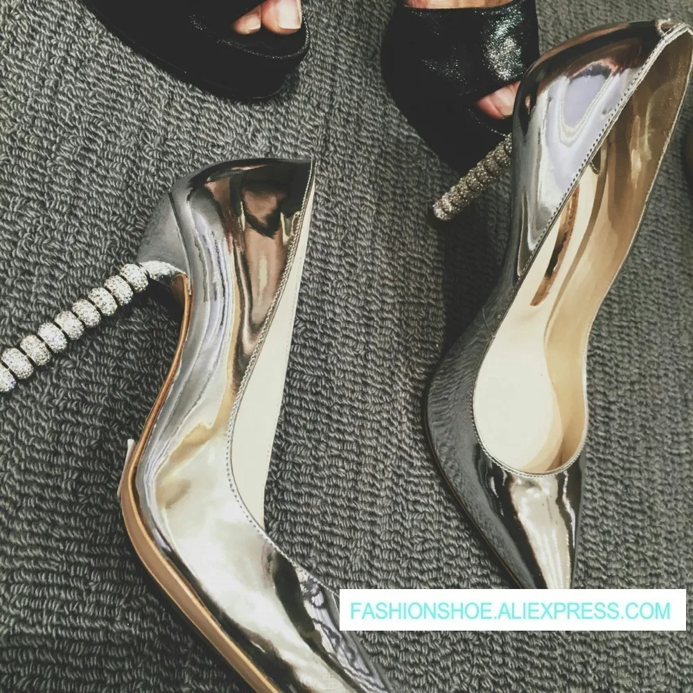 

2019 New Spring Summer Pumps Shoes Woman Sweet Crystal Heels Shallow Pumps Pointed Toe Designer Woman Shoes Party Wedding Pumps