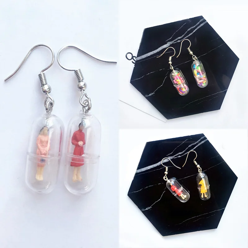 

Personality Handmade 1Pair Ear Clip Colorful Humanoid Creative Cartoon Candy Color Human Random Color Drop Earring