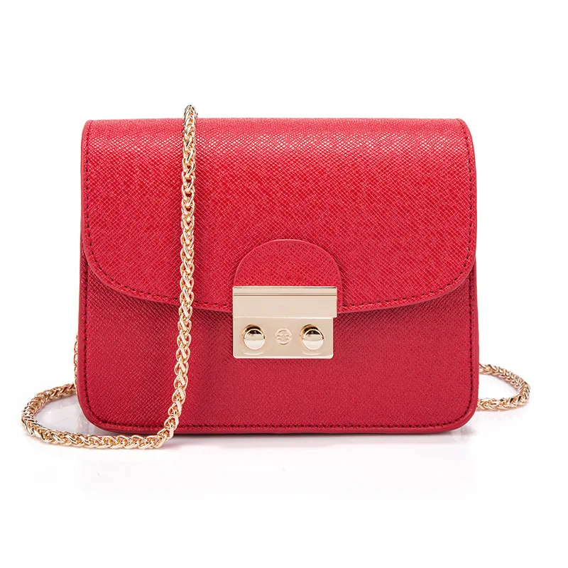 

Women Leather Messenger Bag Crossbody Bags 2019 New Fashion Small PU Ladies Shoulder Bag Flap Chains Girls Hand Bag Yellow Red