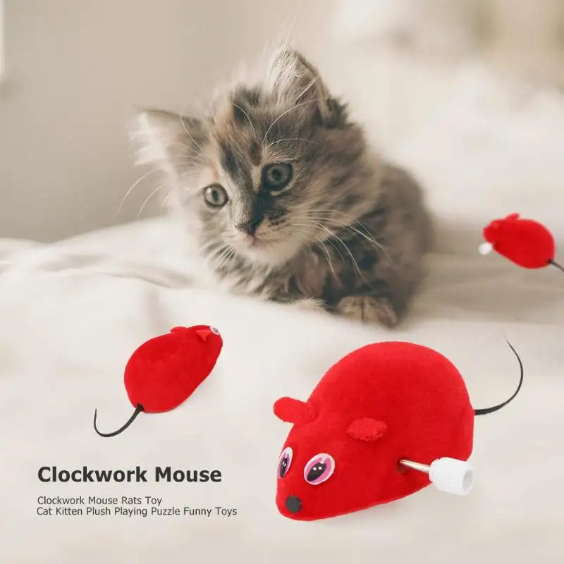 

1PC Mini Clockwork Mouse Rats Toy for Cat Kitten Plush Playing Funny Toys Cat Interatcive Toys Pet Product