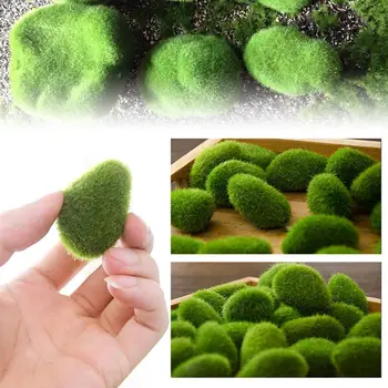 

Flower Pot Artificial Green Moss Ball Fake Stone Simulation Plant DIY Decorative Window Display Home Office Plant Wall Decor